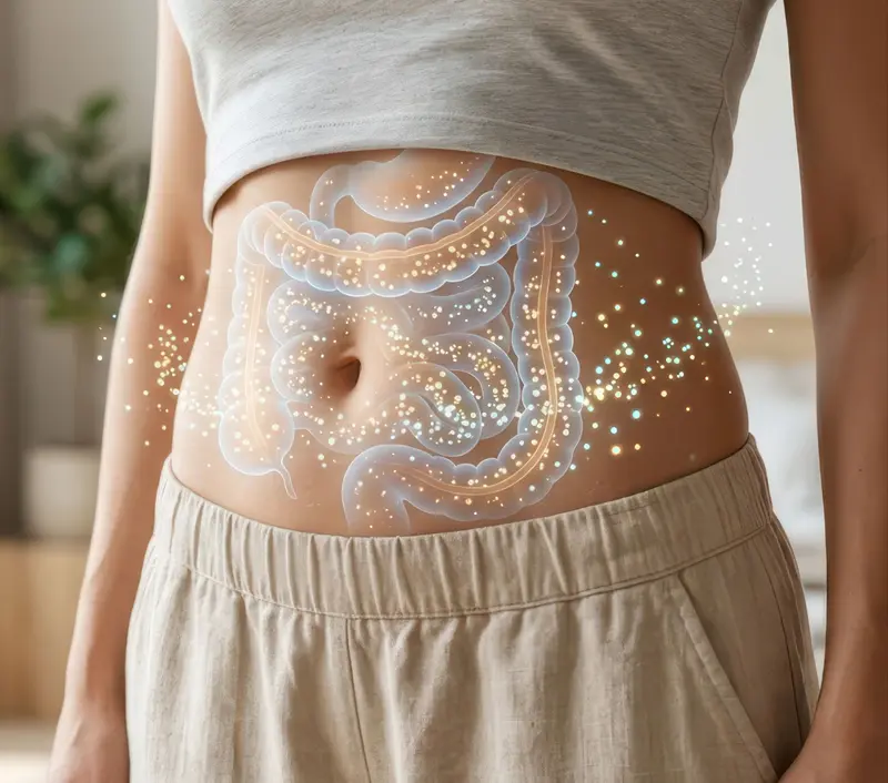 Bauch mit leuchtend gezeichnetem Darm